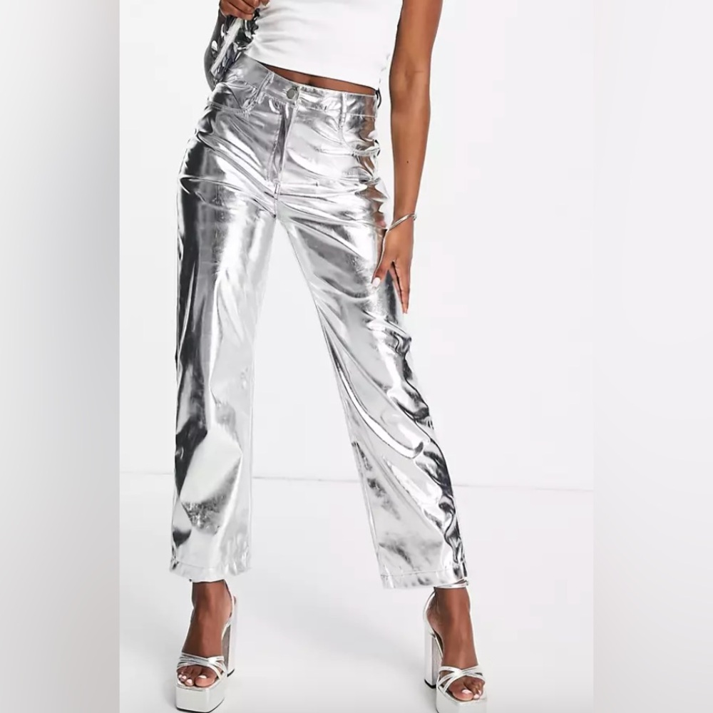 Amy Lynn Lupe Trousers In Metallic Silver